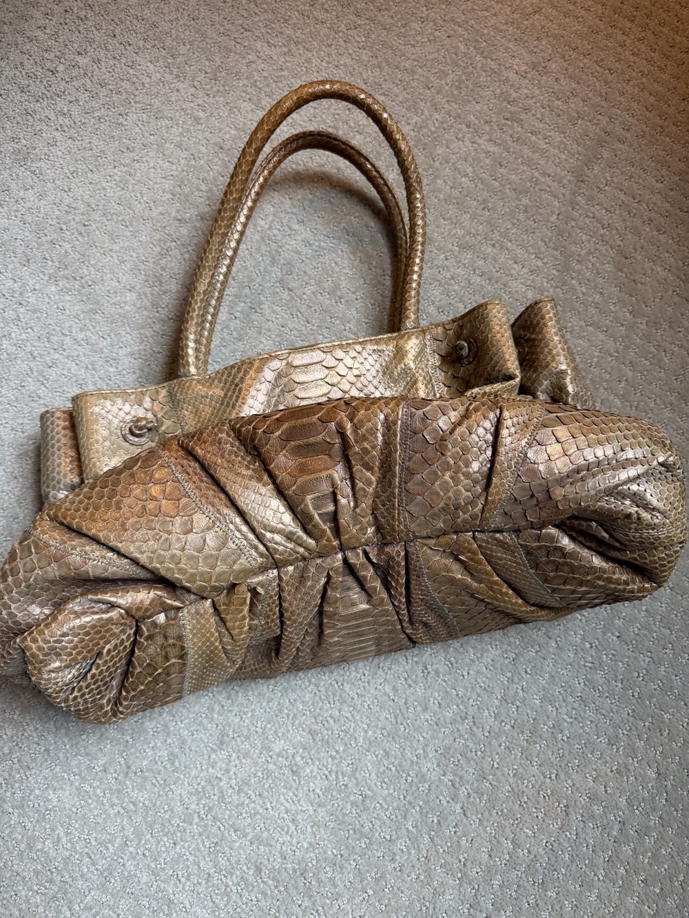 Carlos Falchi Gold Metallic Python Tote - Picture 9 of 9